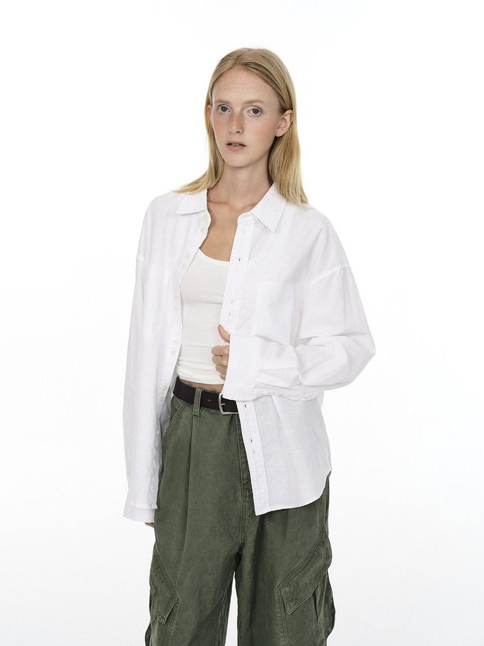 Country Moment Breathable Cotton Linen Loose Fit Button Front Collared Unisex Shirts