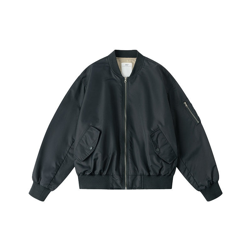 Country_Moment_Loose_Cropped_Youth_Unisex_Polyester_Baseball_Collar_Dark_Grey_Bomber_Jackets_MISSTT
