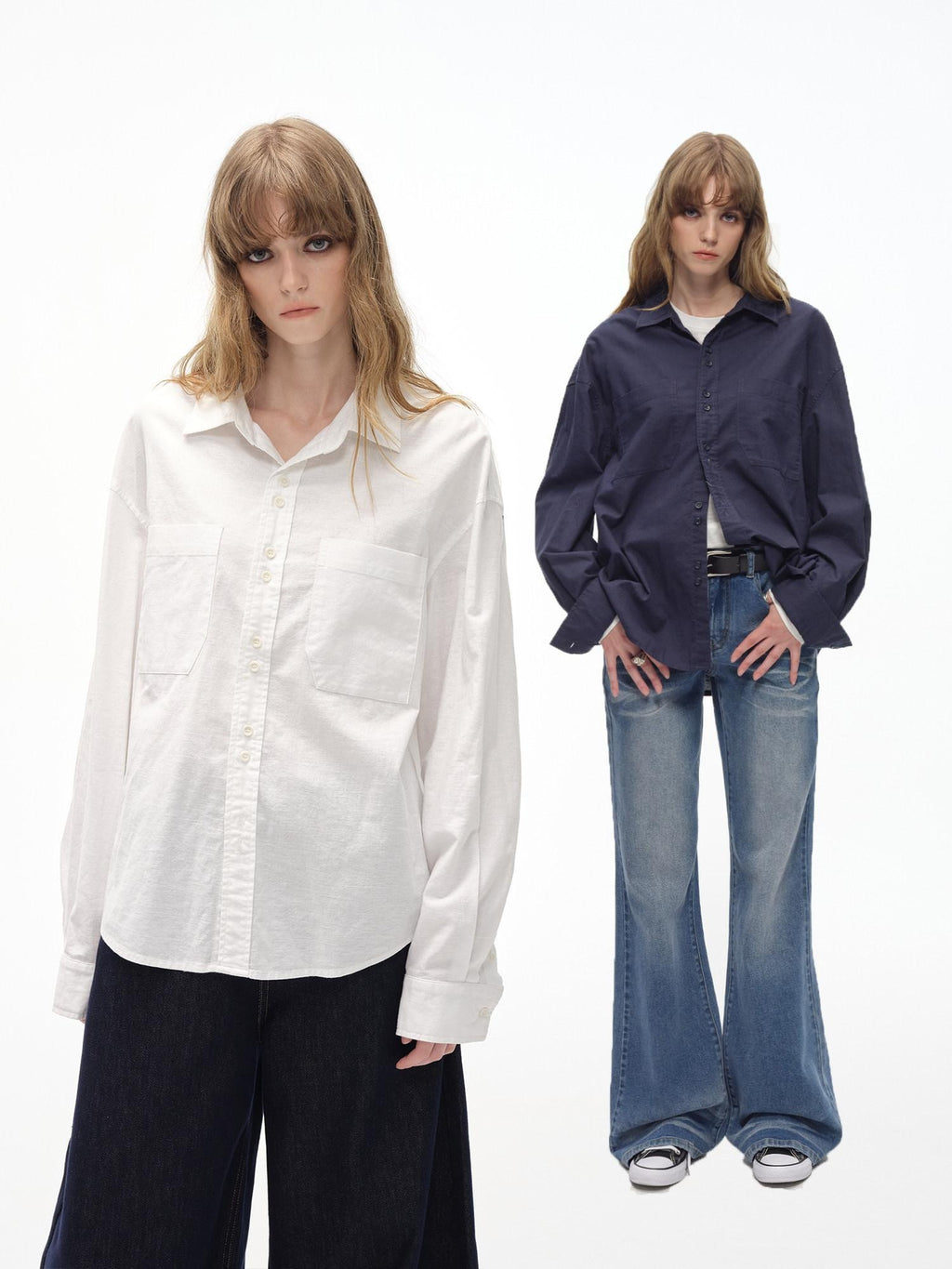 Country Moment Moisture Wicking Cotton Loose Button Long Sleeve Unisex American Collar Shirts