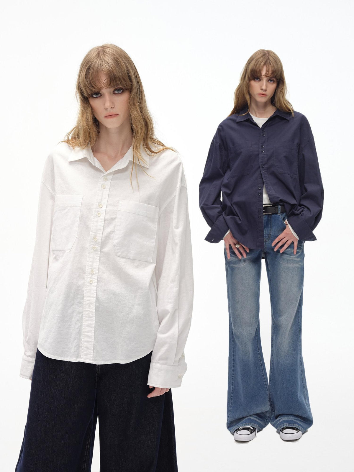 Country Moment Moisture Wicking Cotton Loose Button Long Sleeve Unisex American Collar Shirts