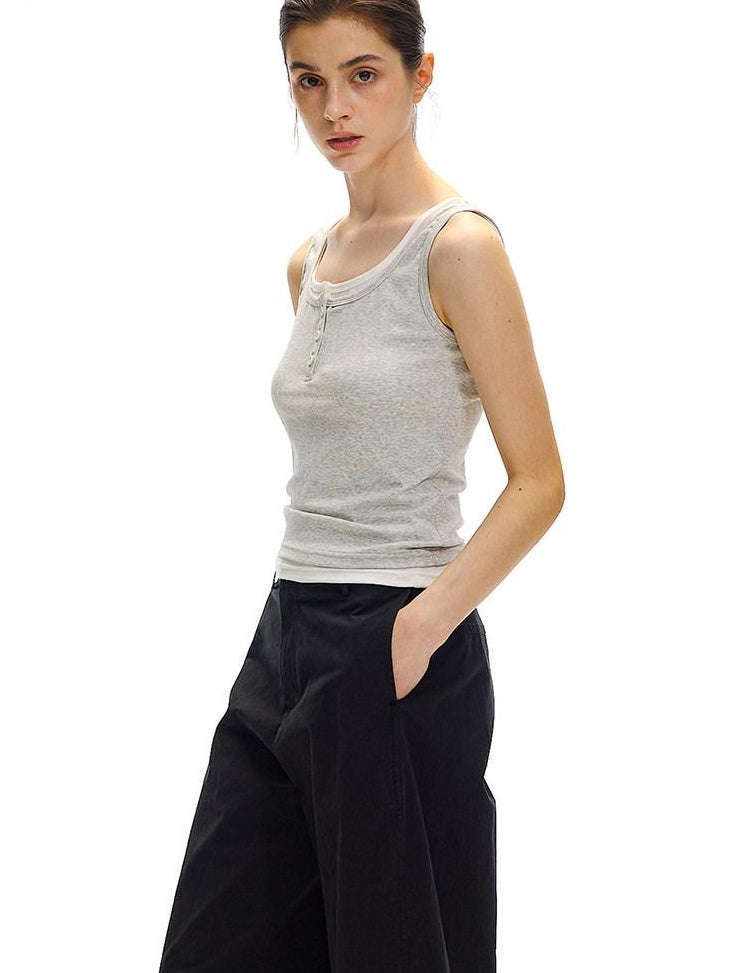 Country Moment Ribbed Moisture Wicking Slim Halter Cotton Stretch Women Casual Tank Tops