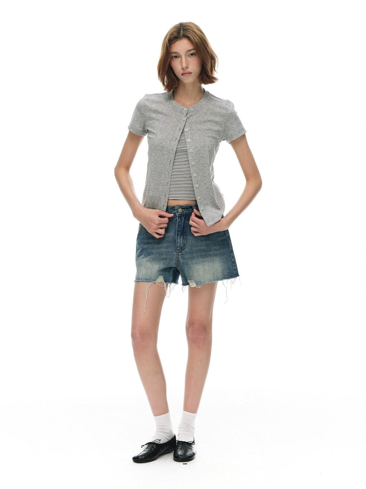 Country Moment Cooling Lyocell Knit Round Neck Women Gray Pullover Short Sleeve T-Shirts
