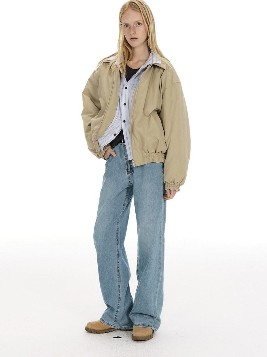 Country Moment Vintage Washed Low Rise Loose Fit Micro Stretch Casual Blue Straight Leg Jeans