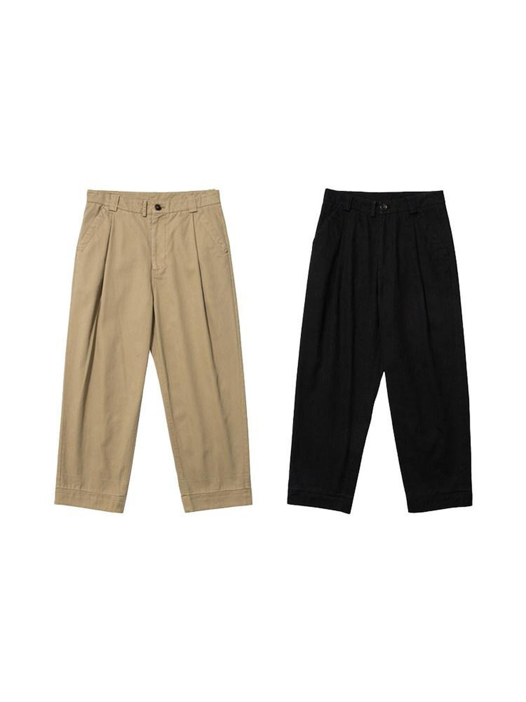 Country Moment Cotton Mid Waist Zip Fly Youth American Casual Daily Khaki Black Straight Pants