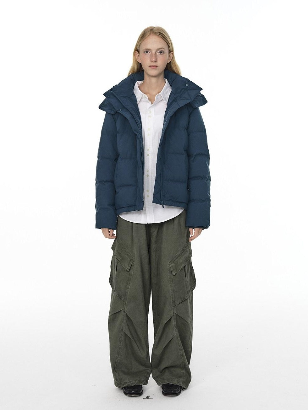 Country Moment 650Fp White Duck Down Cozy Cropped Detachable Hood Women Zipper Down Jackets