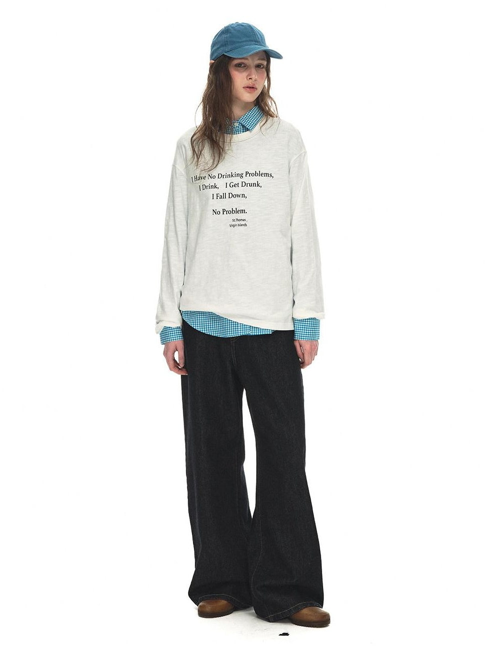 Country Moment Warm Cotton Mid Rise Loose Retro Button Fly Black Casual Commuter Wide Leg Jeans