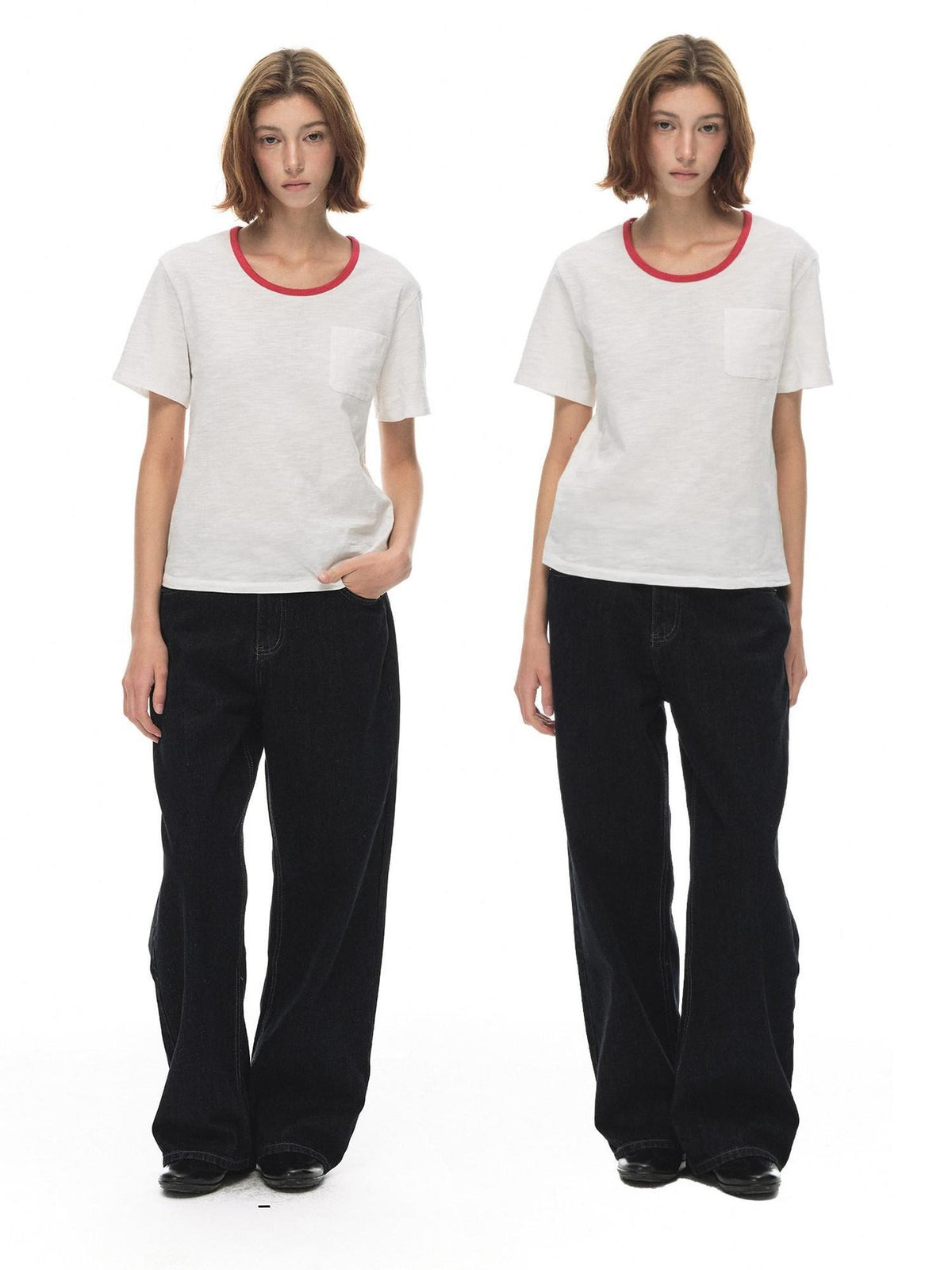 Country Moment Cotton Slub Loose Contrast Ribbed Women Citywalk Pullover Short Sleeve T-Shirts