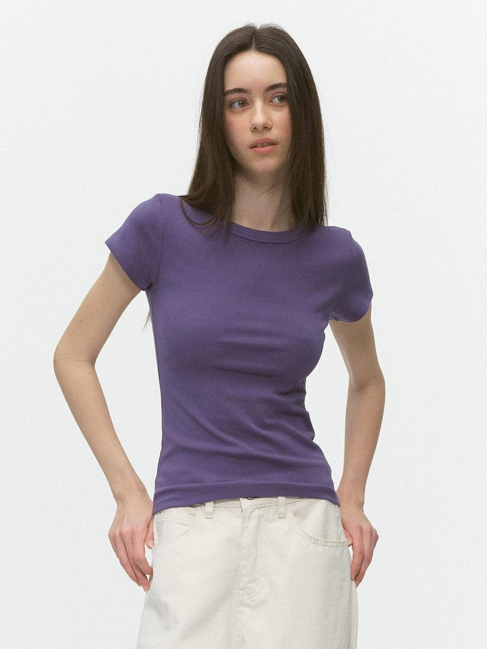 Country Moment Breathable Cotton Slim Fit Crewneck Women Casual Solid Short Sleeve T-Shirts