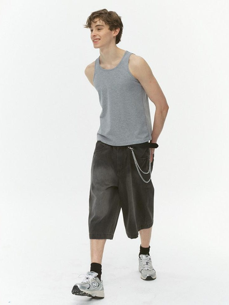 Country Moment Moisture Wicking Cotton Standard Fit Round Neck Casual Solid Color Tank Tops
