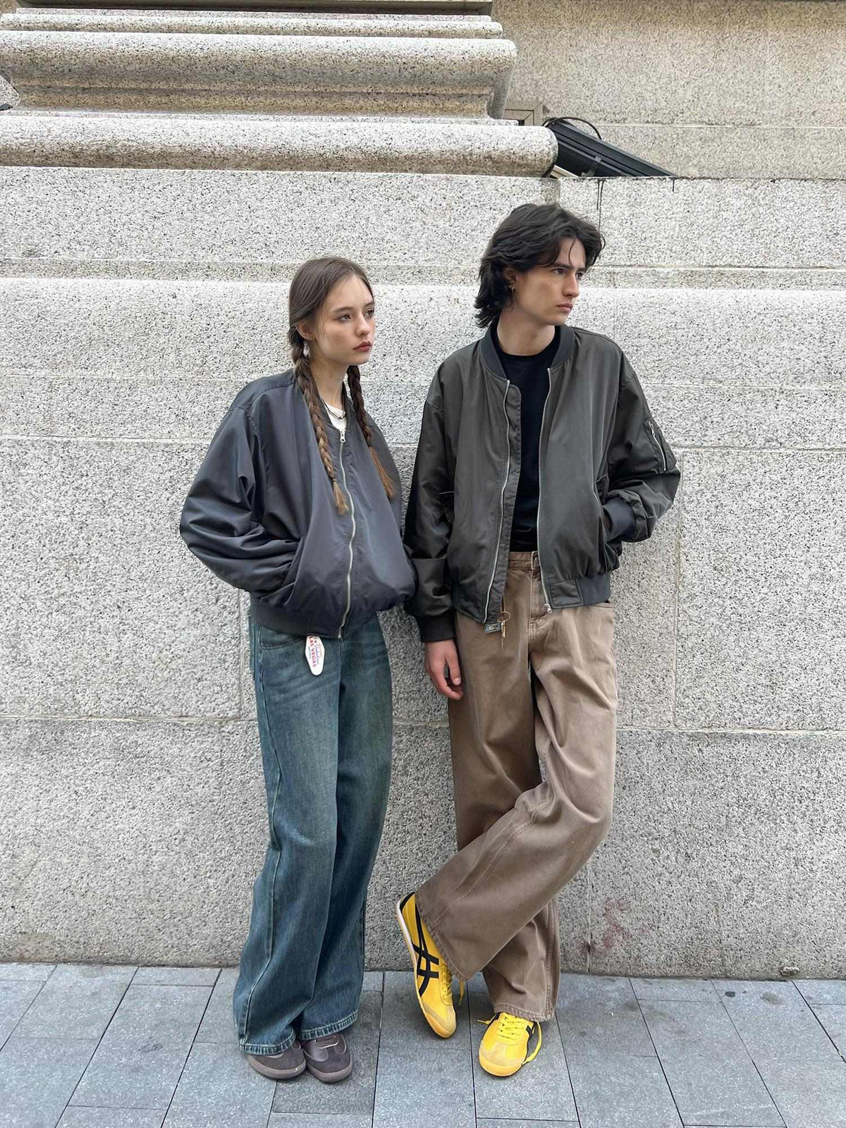 Country Moment Loose Cropped Youth Unisex Polyester Baseball Collar Dark Grey Bomber Jackets