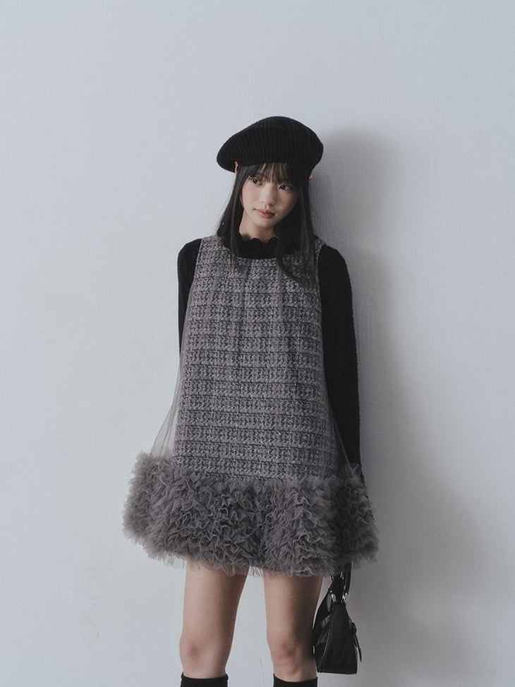 DDGIRL studio Ultra Soft Slim Lace Hollow Knit Pullover Gentle Bloom Daily Sweaters
