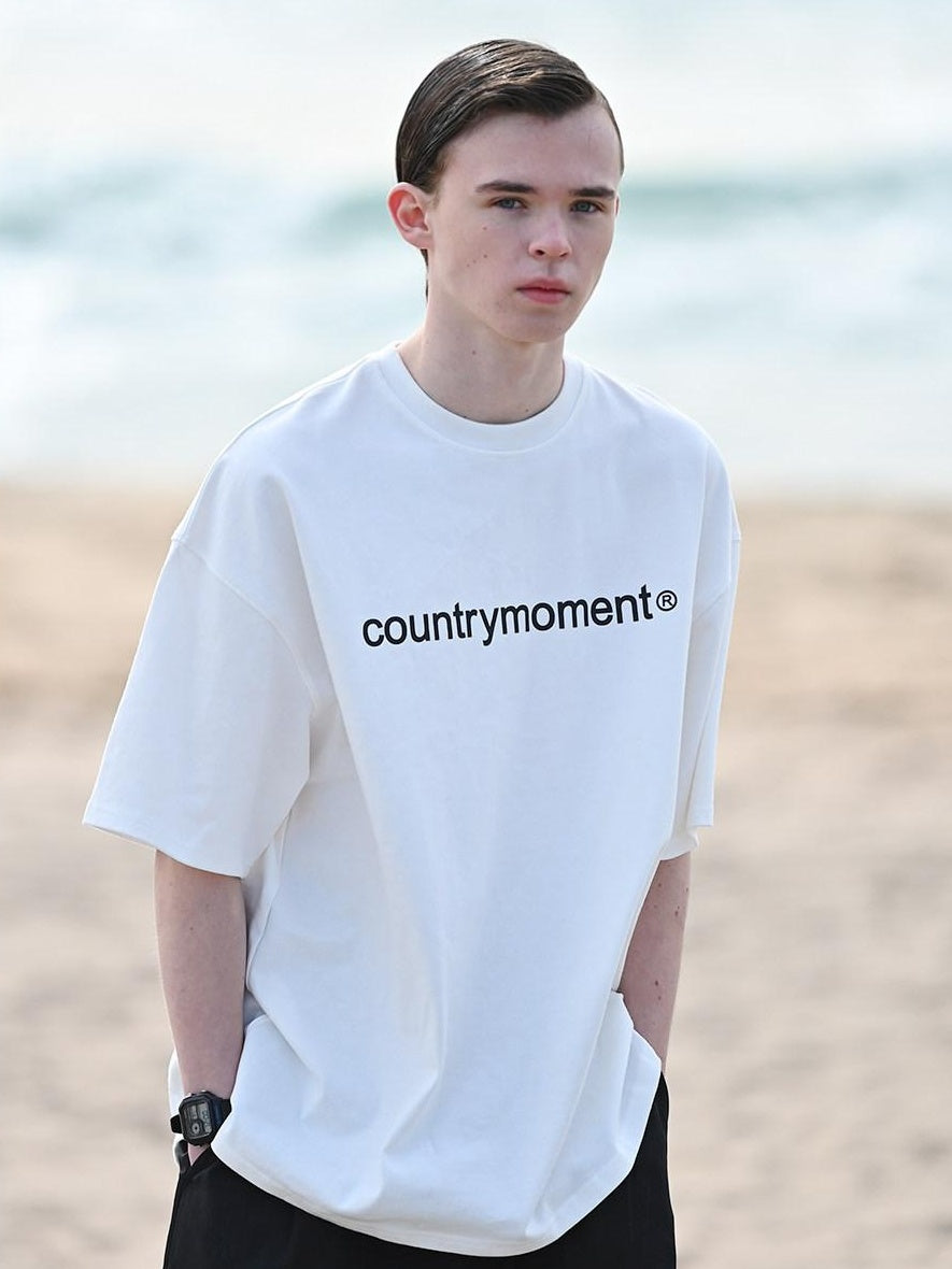 Country Moment Breathable 100% Cotton Relaxed Fit Logo Print Unisex Round Neck Short Sleeve T-Shirts