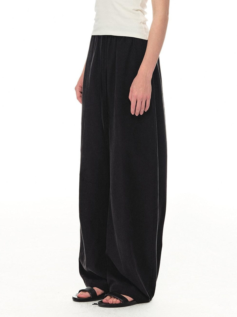 Country Moment Breathable Lyocell Linen Relaxed Balloon Drawstring Unisex Casual Wide Leg Pants