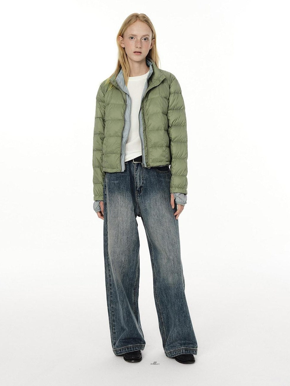 Country Moment Lightweight 650Fp White Duck Down Patchwork Short Stand Collar Women Down Jackets
