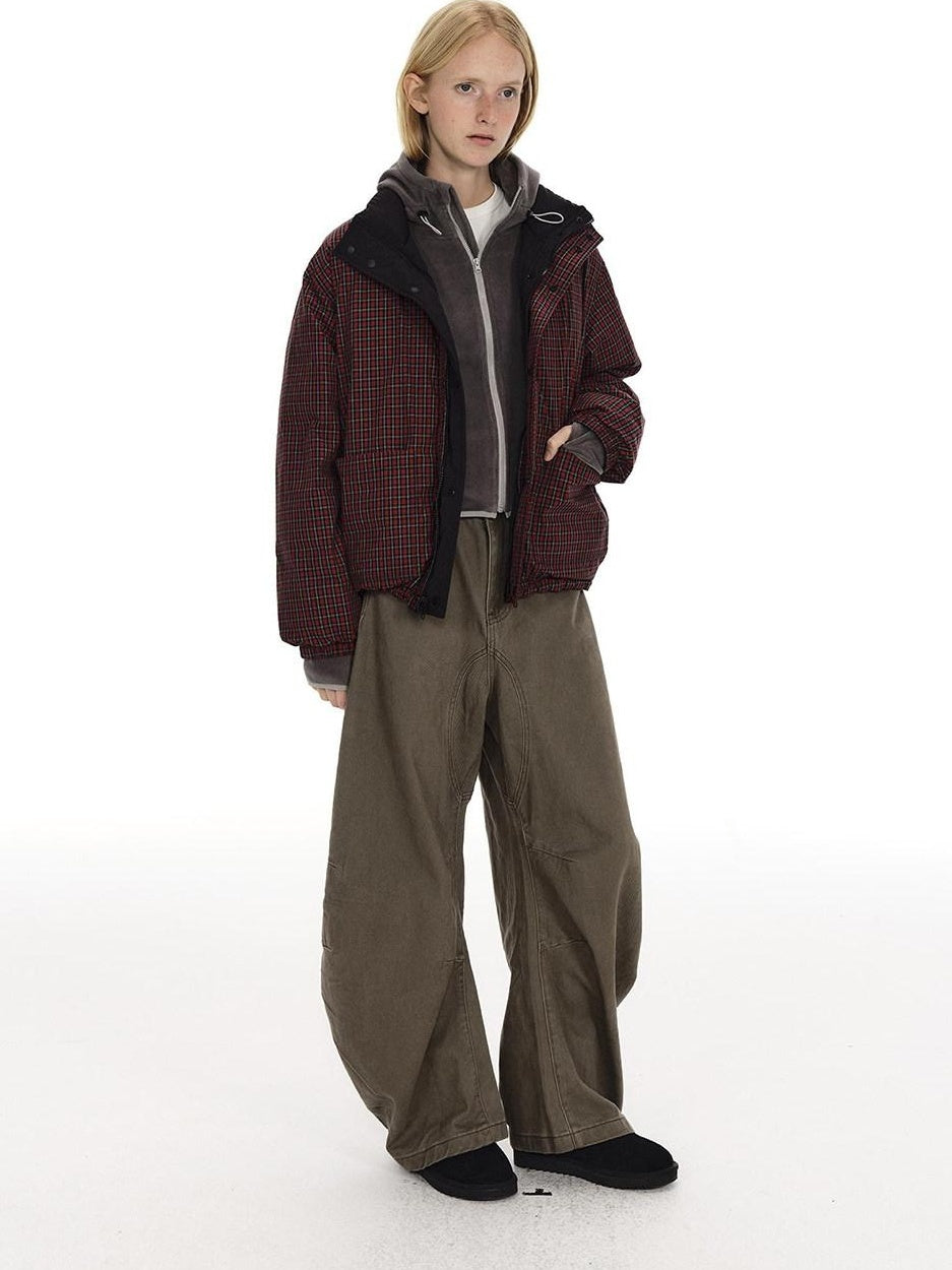Country Moment Breathable Cotton Sculpted Mid Rise Casual Loose Black Brown Wide Leg Pants