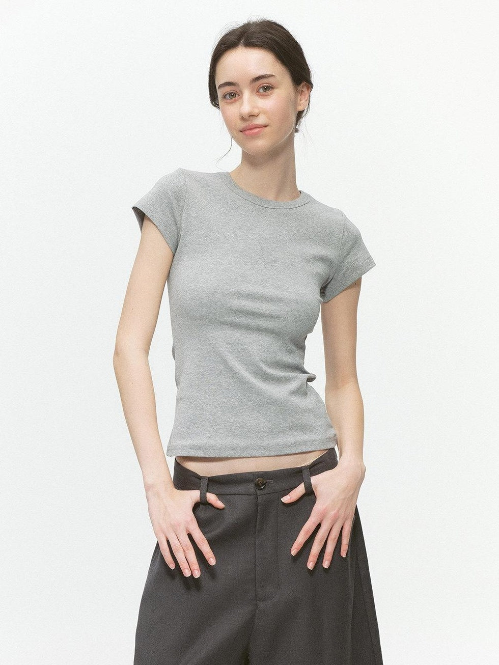 Country Moment Breathable Cotton Slim Fit Crewneck Women Casual Solid Short Sleeve T-Shirts