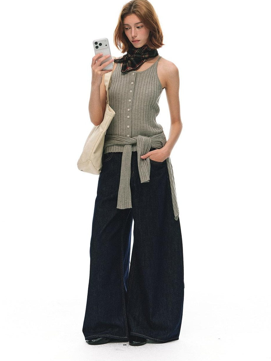Country Moment High Waist Breathable Cotton Loose Youthful Denim No Stretch Wide Leg Jeans
