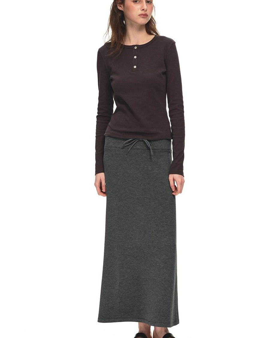 Country Moment Breathable Viscose Blend Casual Loose Mid Waist Tie Straight Women Maxi Skirts