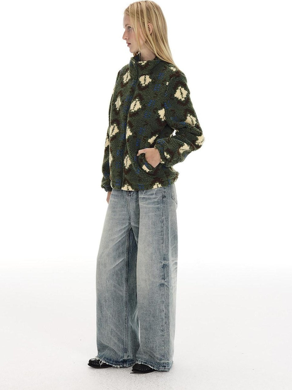 Country Moment Warm Sherpa Lined Loose Fit Toggle Detail Ethnic Men Commuter Cropped Jackets