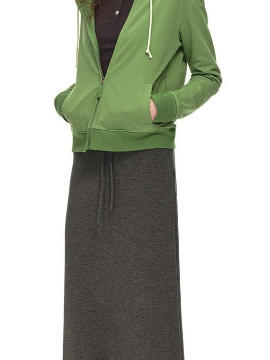Country Moment Pure Cotton Slim Fit Cropped Zip Up Hooded Casual Youth Student Women Hoodie