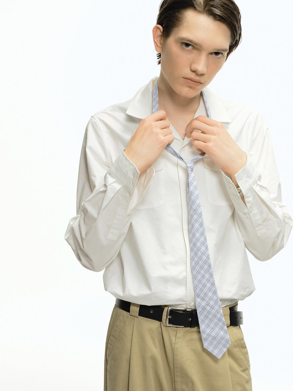 Country Moment Pure Cotton Loose Fit Polo Collar Long Sleeve Unisex Youth Solid Shirts