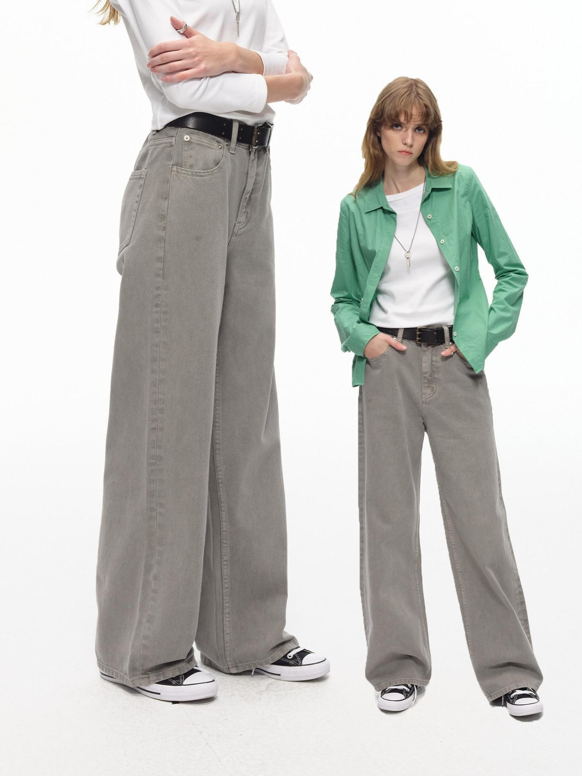 Country Moment High Waist Washed Pure Cotton Dark Khaki American Breathable Straight Leg Jeans