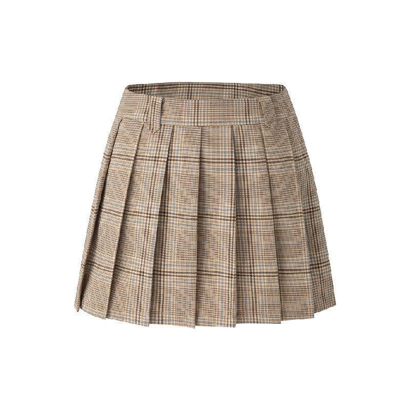 Country_Moment_High_Waist_Vintage_Pleated_A_Line_Khaki_Plaid_Casual_Youth_Polyester_Mini_Skirts_MISSTT