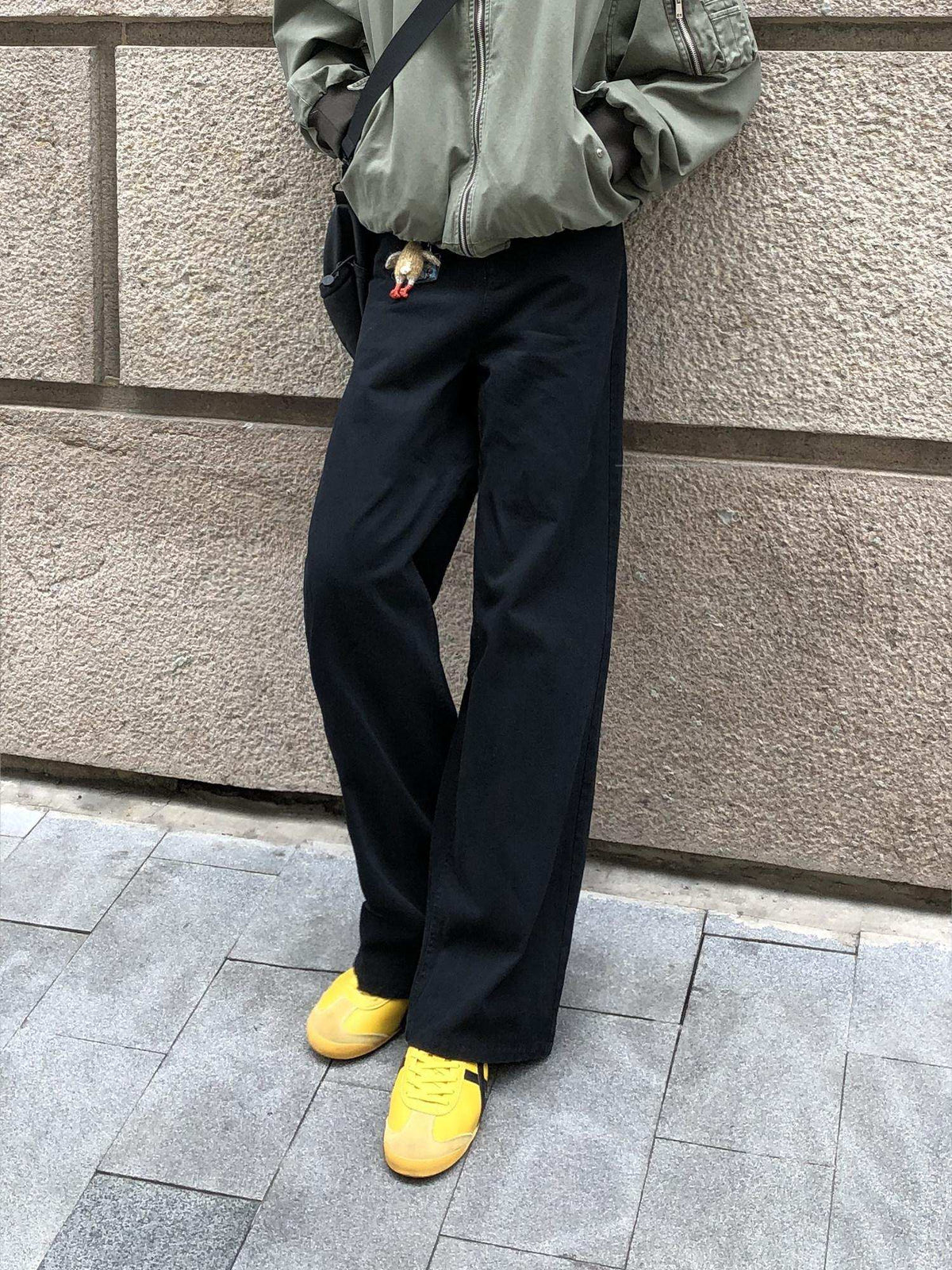 Country Moment Cotton Mid Rise Straight Fit American Casual Youth Khaki Black Straight Pants