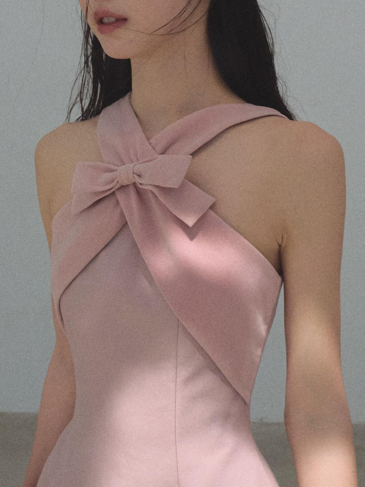 7 OAKMOO Sweet High Waist Rose Pink Asymmetric Hem Fitted Aline Women Casual Mini Dresses