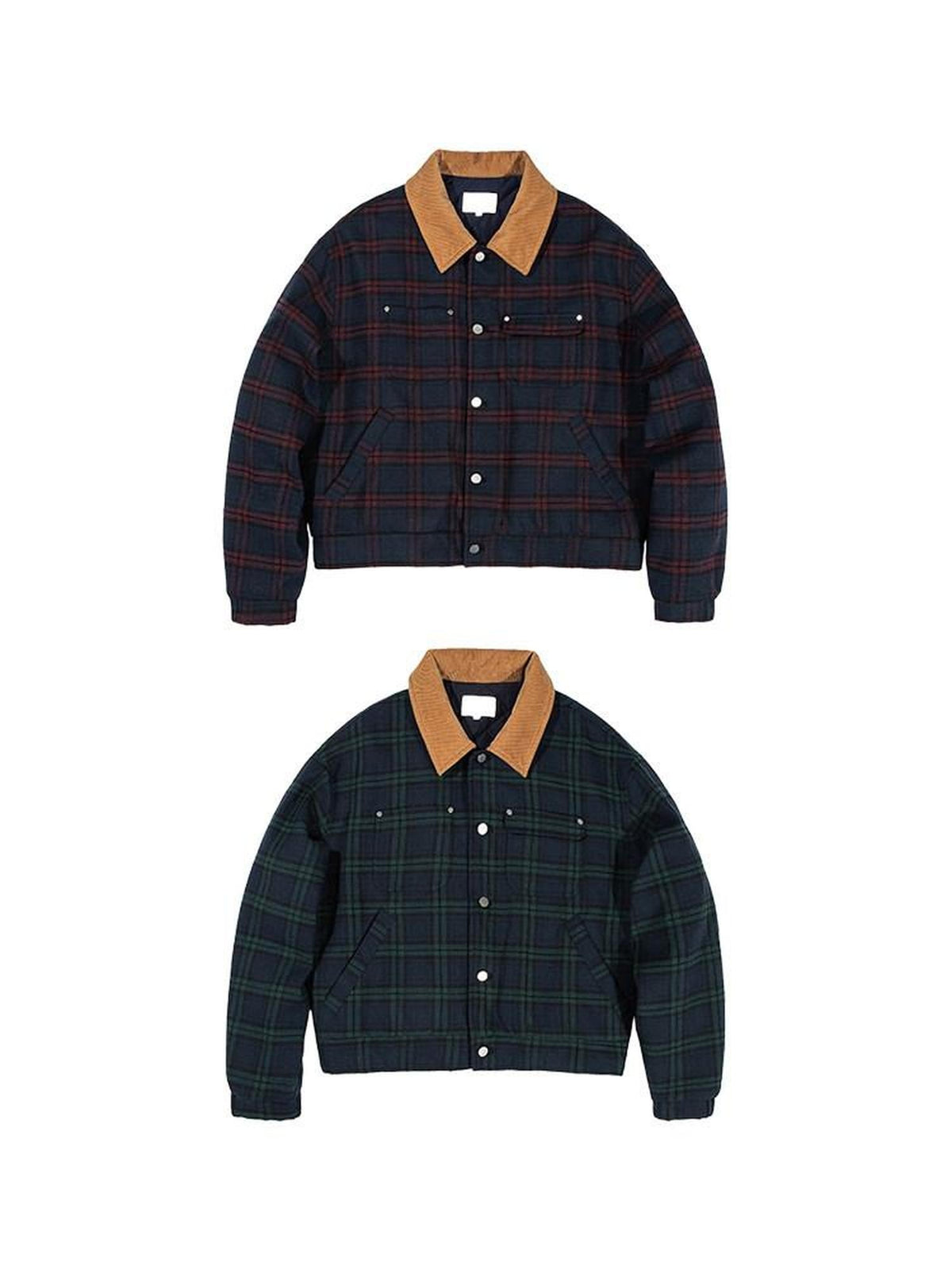 Country Moment Warm Insulated Loose Fit Plaid Cropped Teen Polyester Filled Puffer Jackets