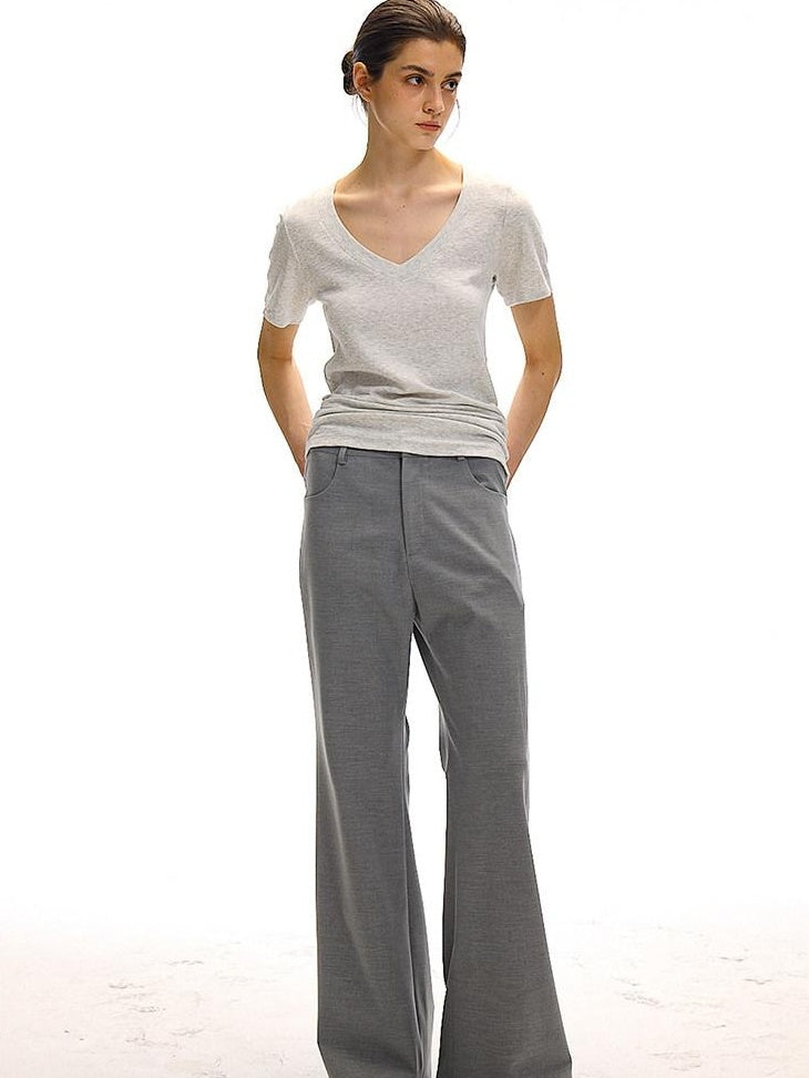 Country Moment Breathable Loose Street Sport Zip Fly Women Solid Gray Straight Pants