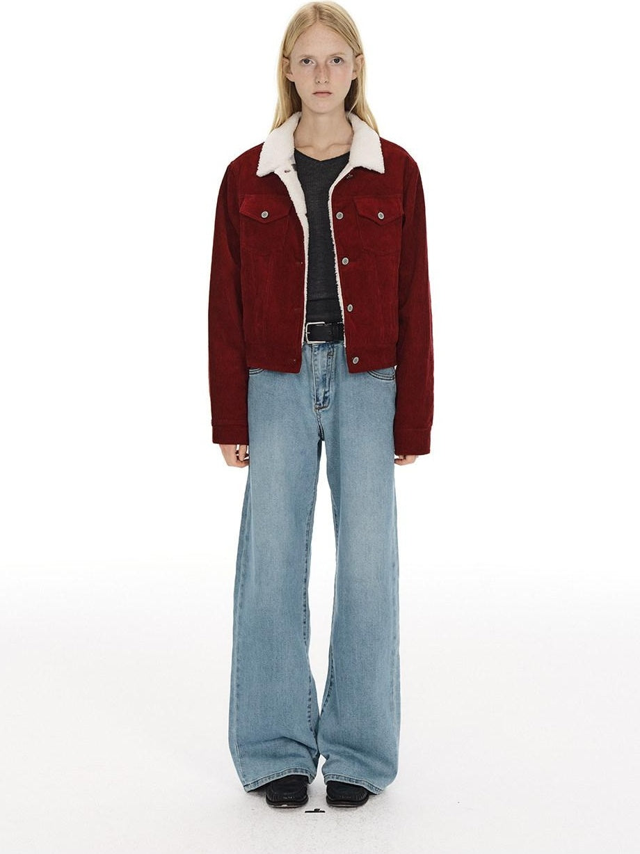 Country Moment Warm Fleece Lined Vintage Cropped Button Front Women Cotton Denim Jackets