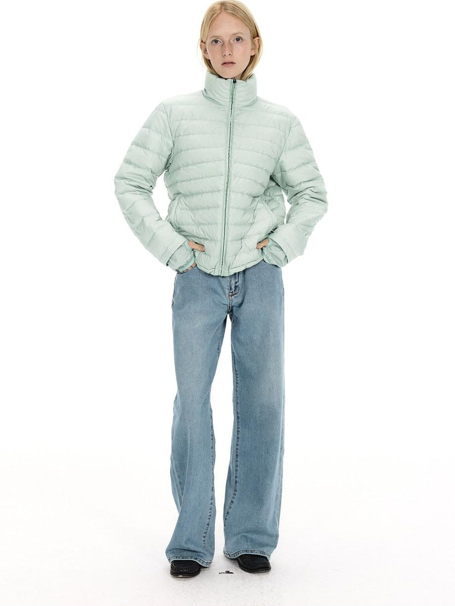 Country Moment Lightweight Warm Short Stand Collar Casual Unisex Nylon White Duck Down Jackets