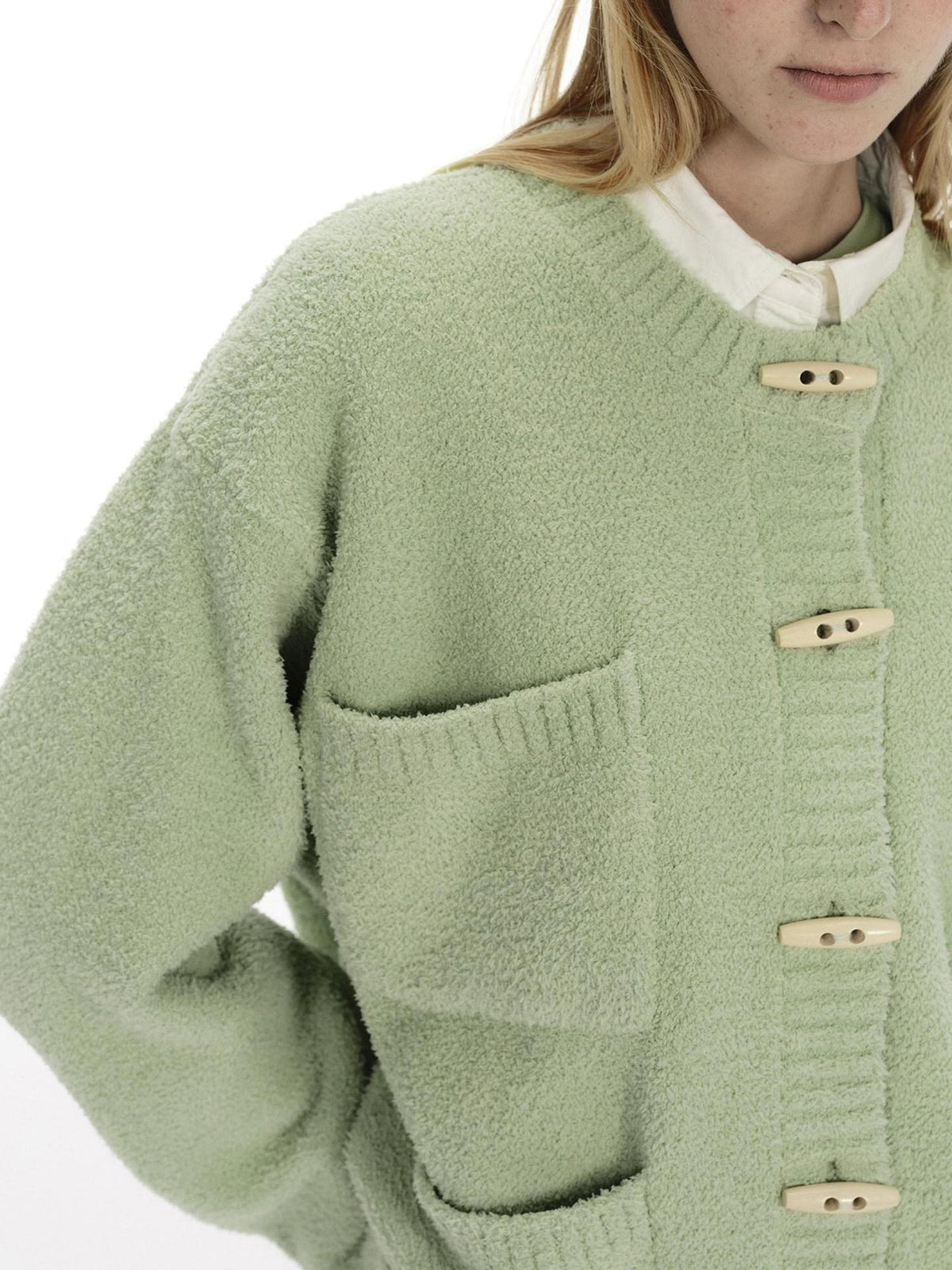 Country Moment Soft Warm Button Vintage Loose Fit Women Commuter Polyester Cardigans