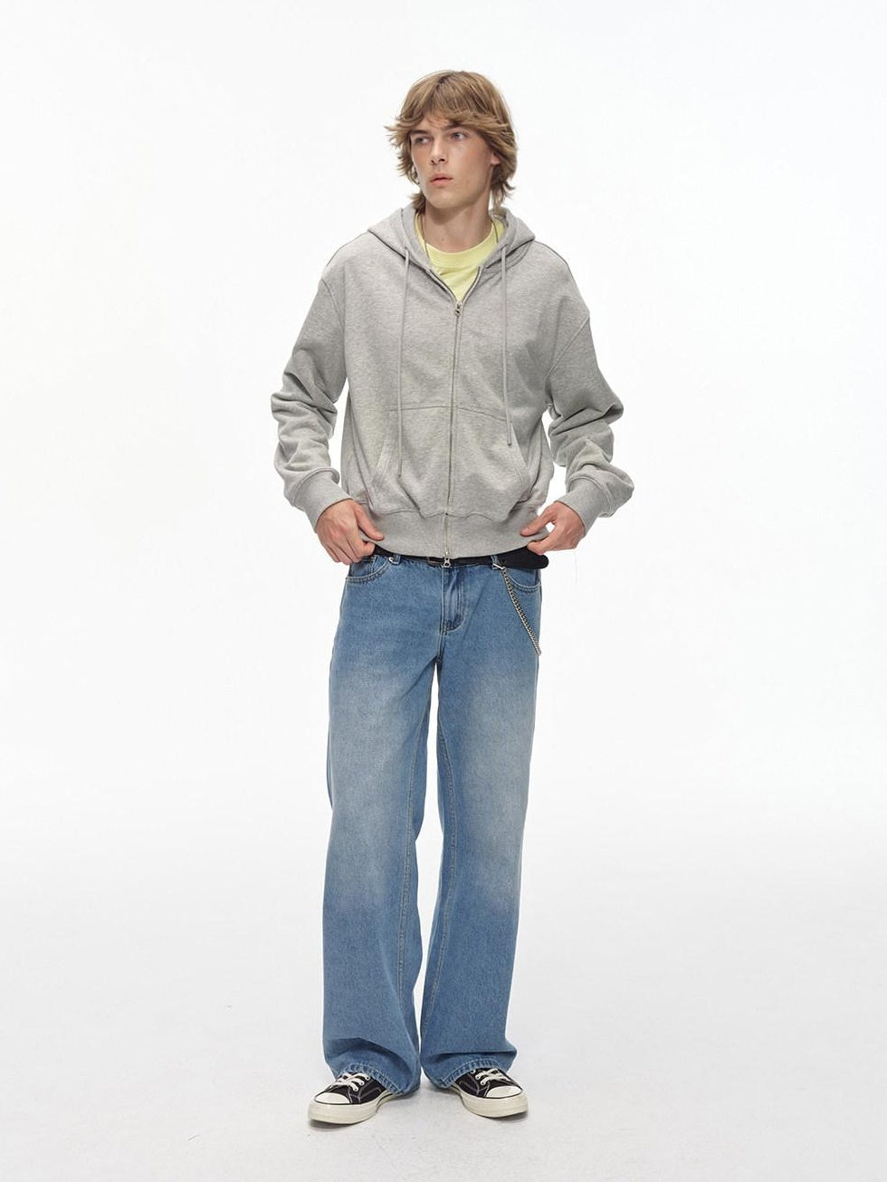 Country Moment Cozy Midweight Zip Front Oversized American Style Unisex Cotton Blend Hoodie