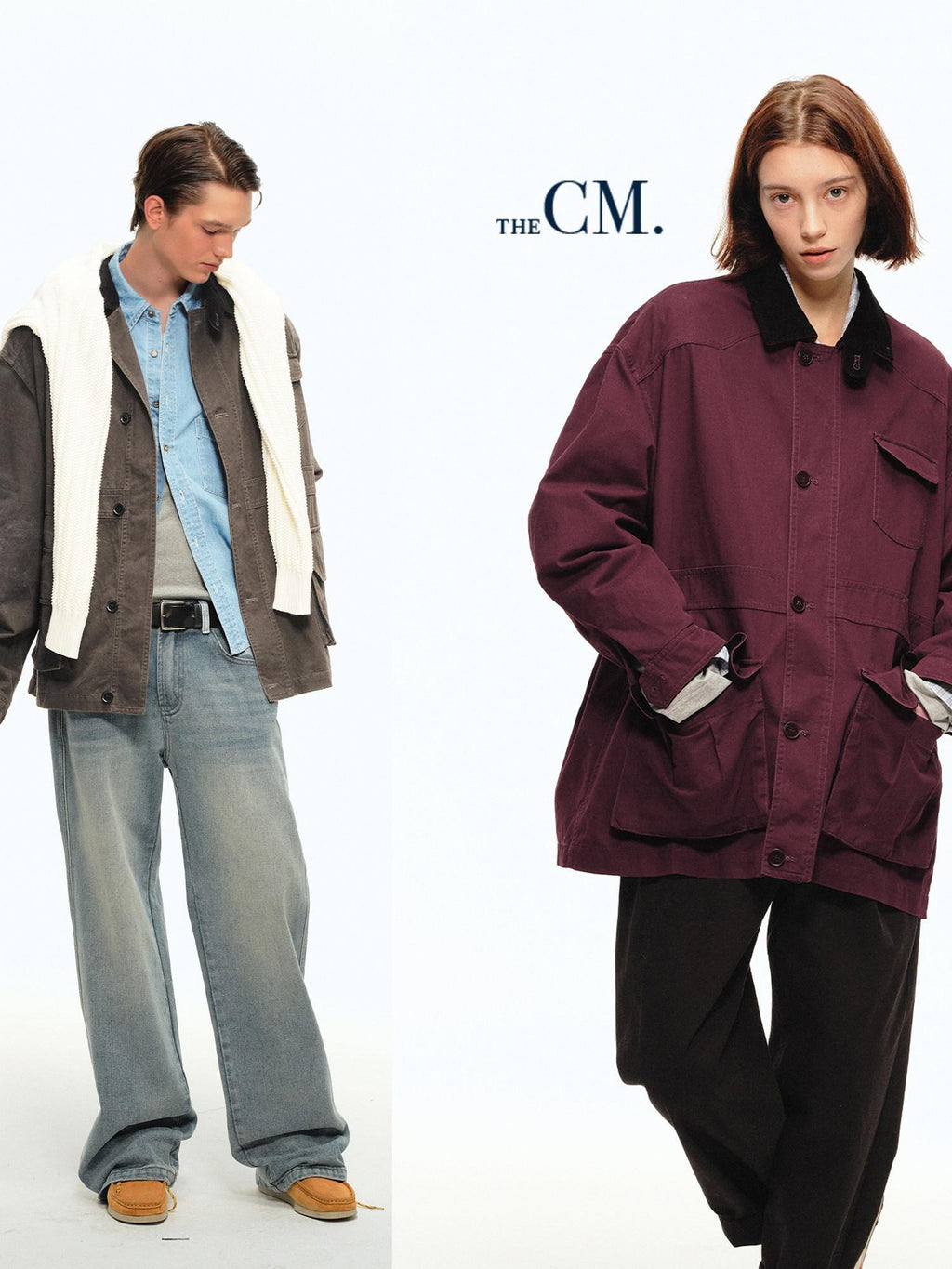 Country Moment Pure Cotton Relaxed Trendy Lapel Unisex Casual Solid Wine Red Short Coat