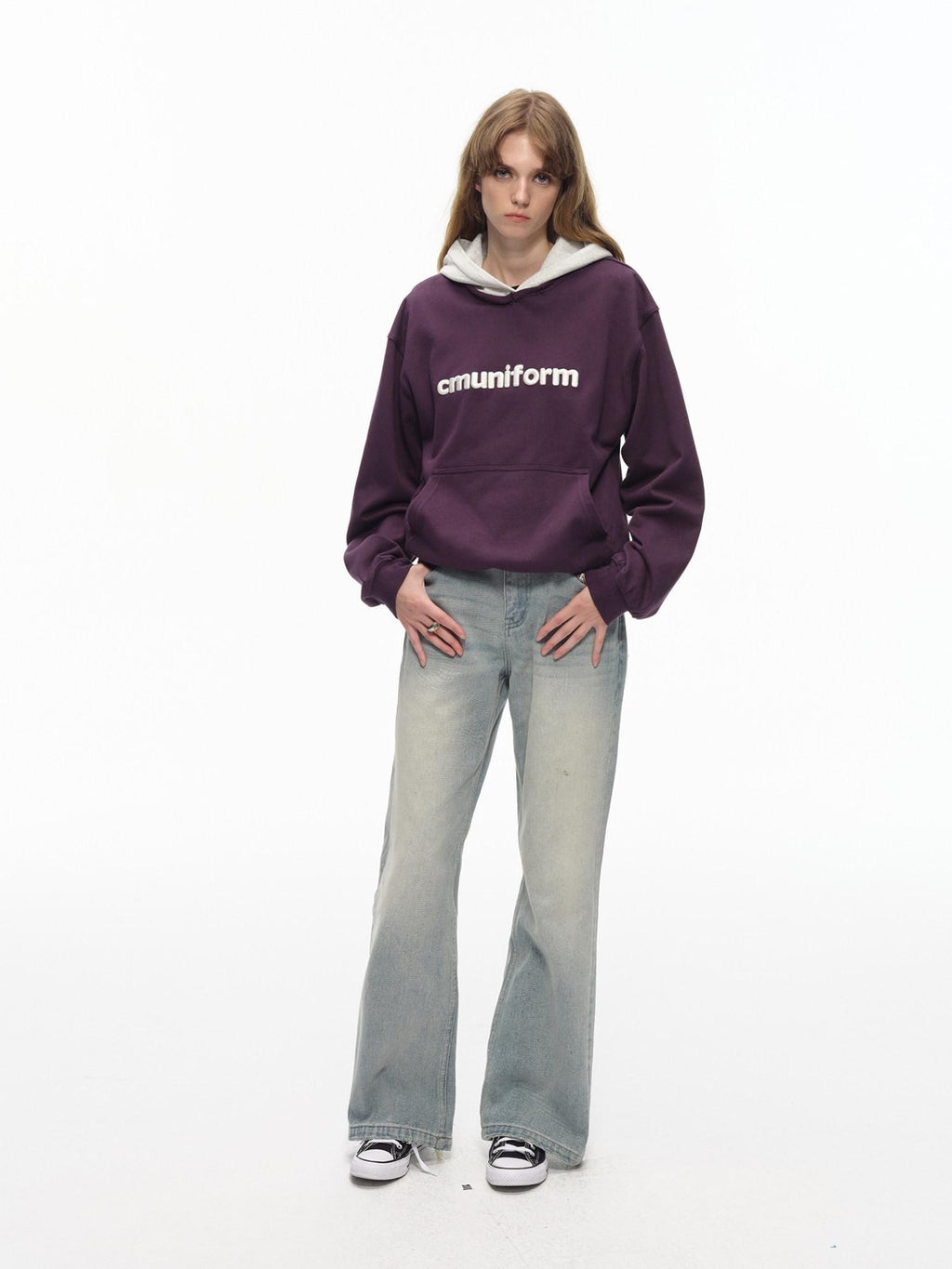 Country Moment Warm Thick Oversized Colorblock Cotton Blend Unisex Casual Letter Print Hoodie