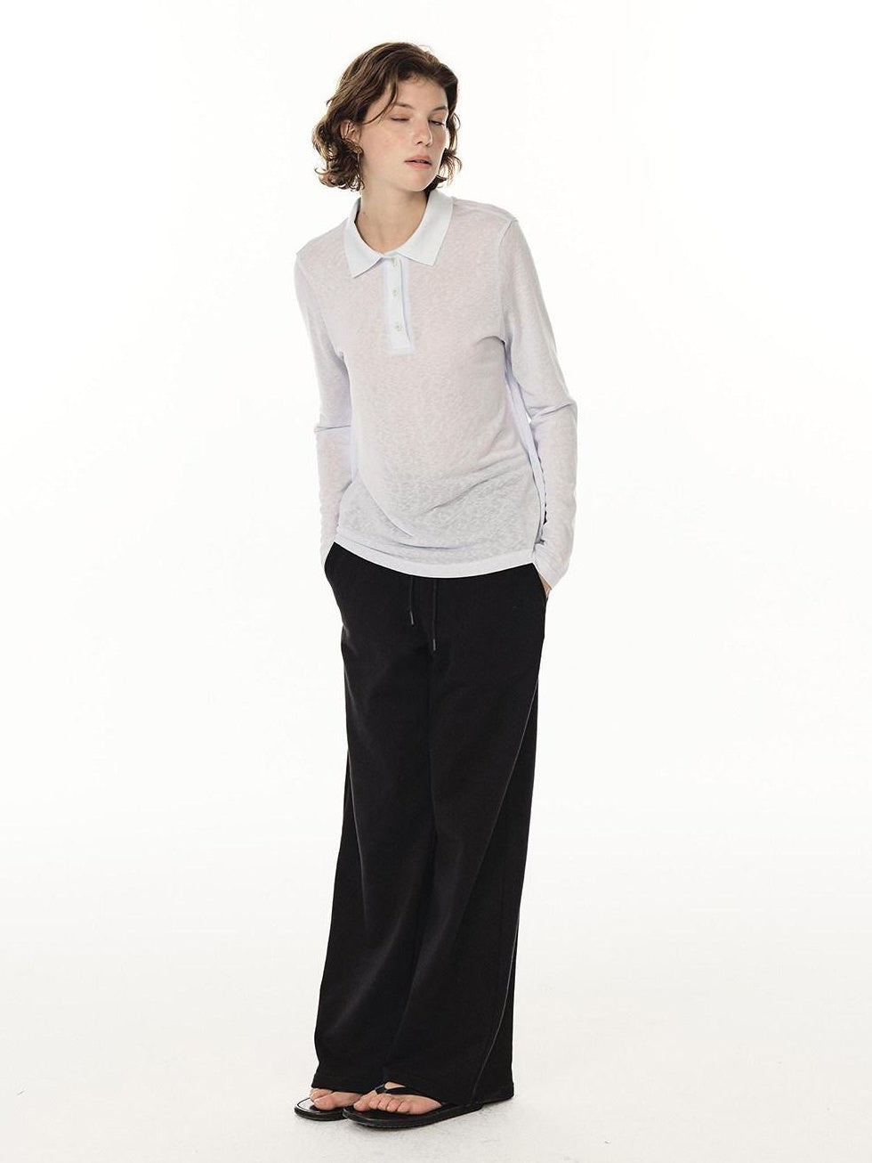 Country Moment Durable Cotton Mid Rise Straight Elastic Youth Casual Black Gray Wide Leg Pants
