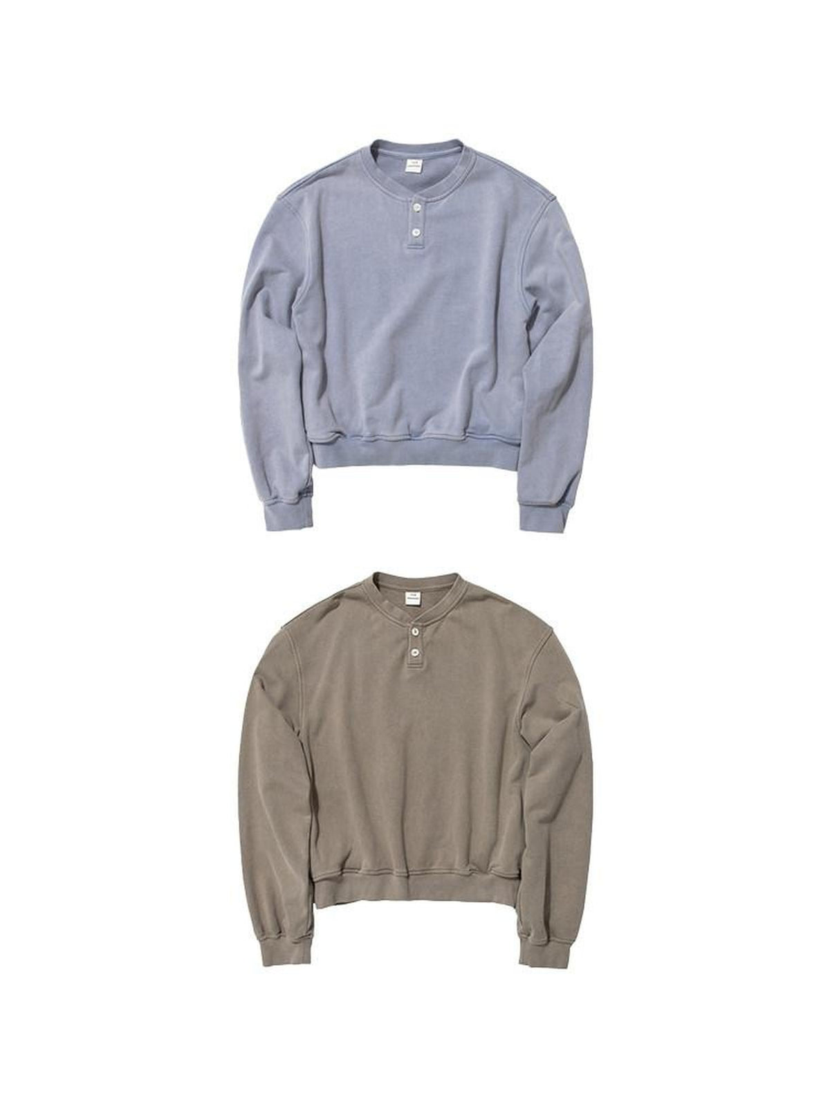 Country Moment Organic Cotton Loose Henley Collar American Unisex Casual Pullover Sweatshirt
