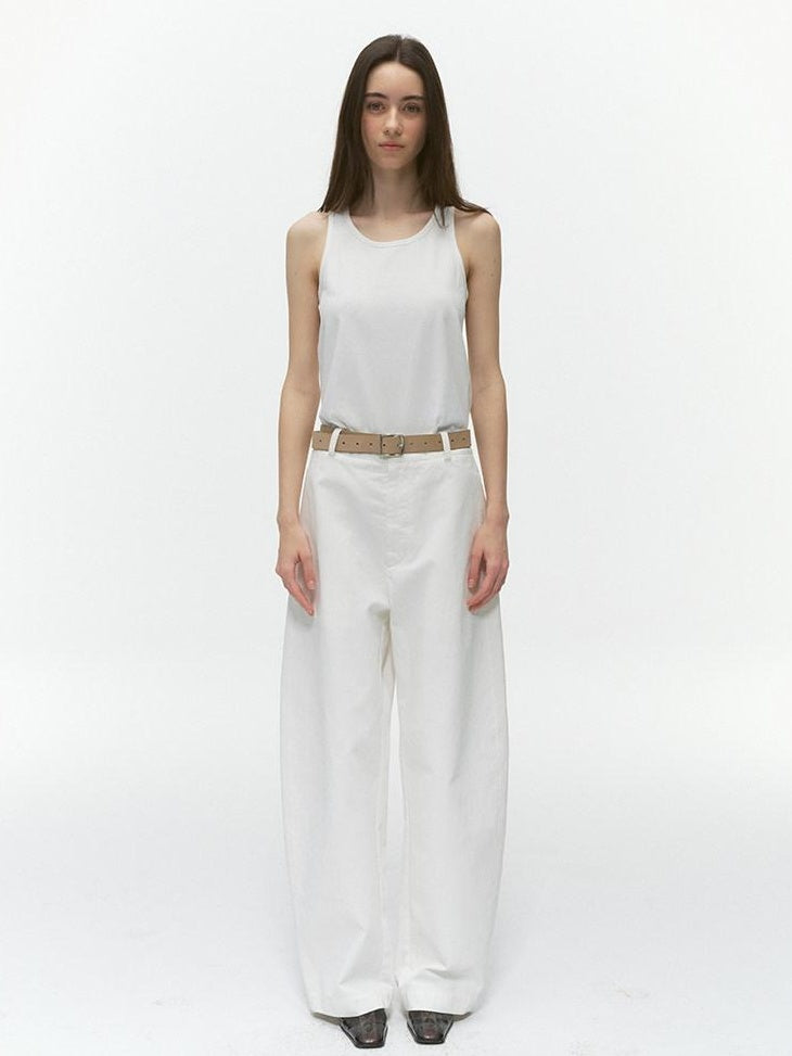 Country Moment 100% Cotton Mid Rise Loose Straight Leg Zipper Fly Everyday Urban Wide Leg Pants