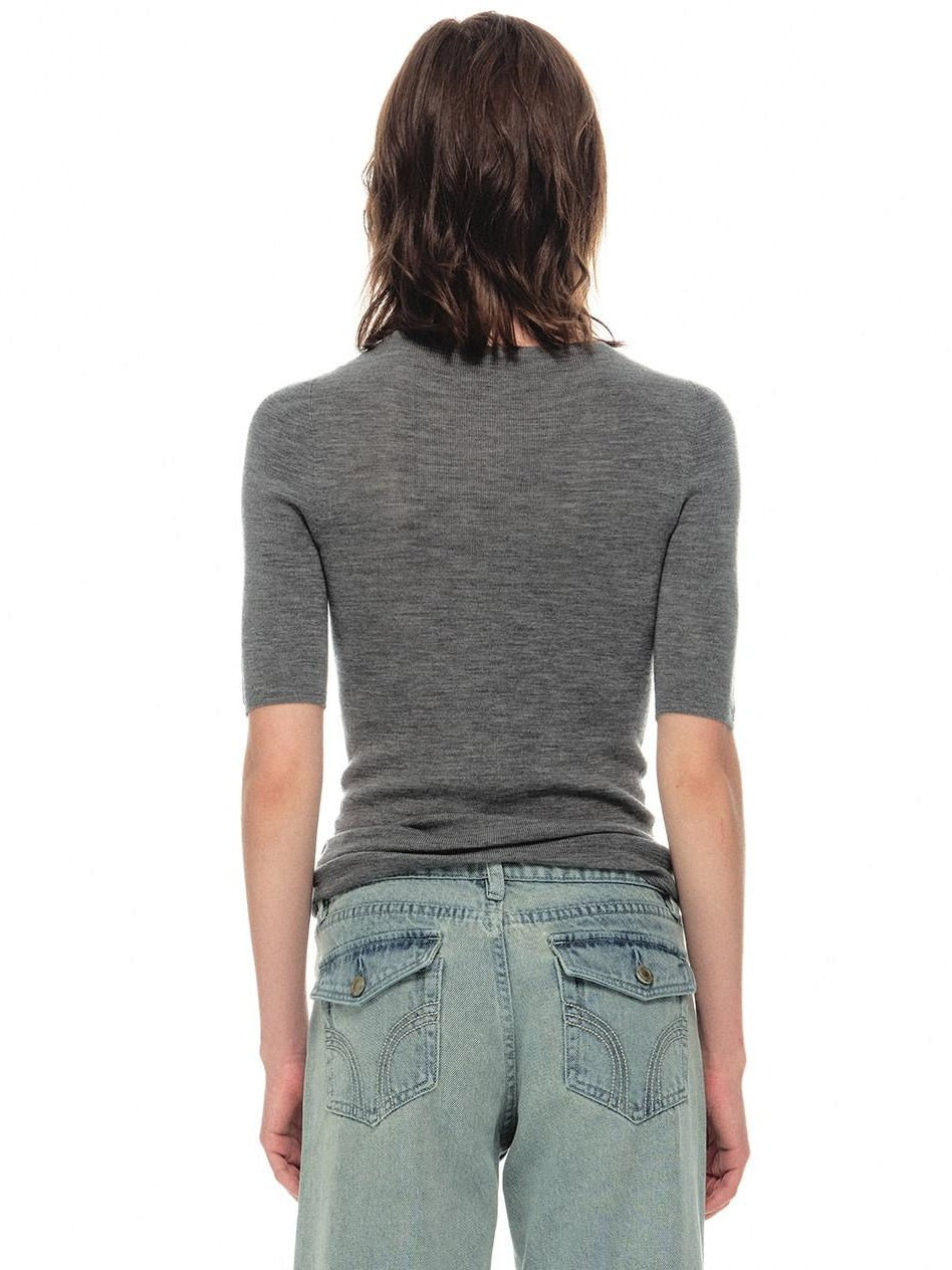 Country Moment Breathable Wool Slim Knit Crew Neck Women Citywalk Thin Short Sleeve T-Shirts