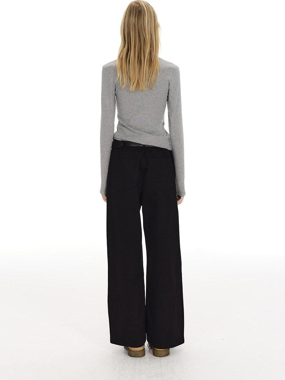 Country Moment 100 Percent Cotton Relaxed Wide Leg Casual Unisex Khaki Black Cargo Pants