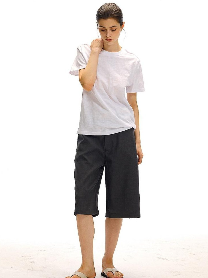 Country Moment Bamboo Cotton Minimal Loose Fit Unisex Solid Crew Neck Short Sleeve T-Shirts
