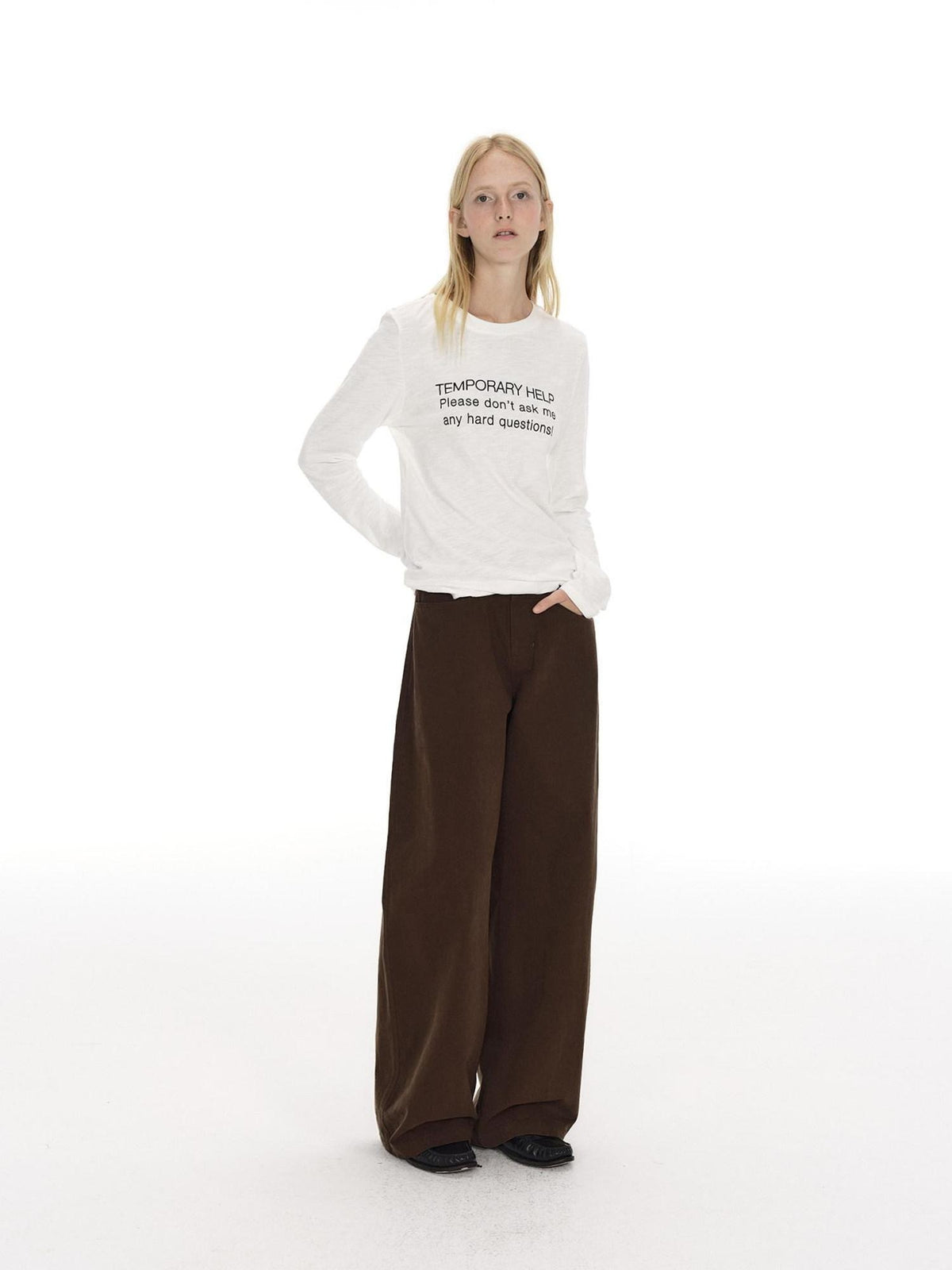 Country Moment Breathable Washed Cotton Relaxed Vintage Workwear Brown Straight Pants