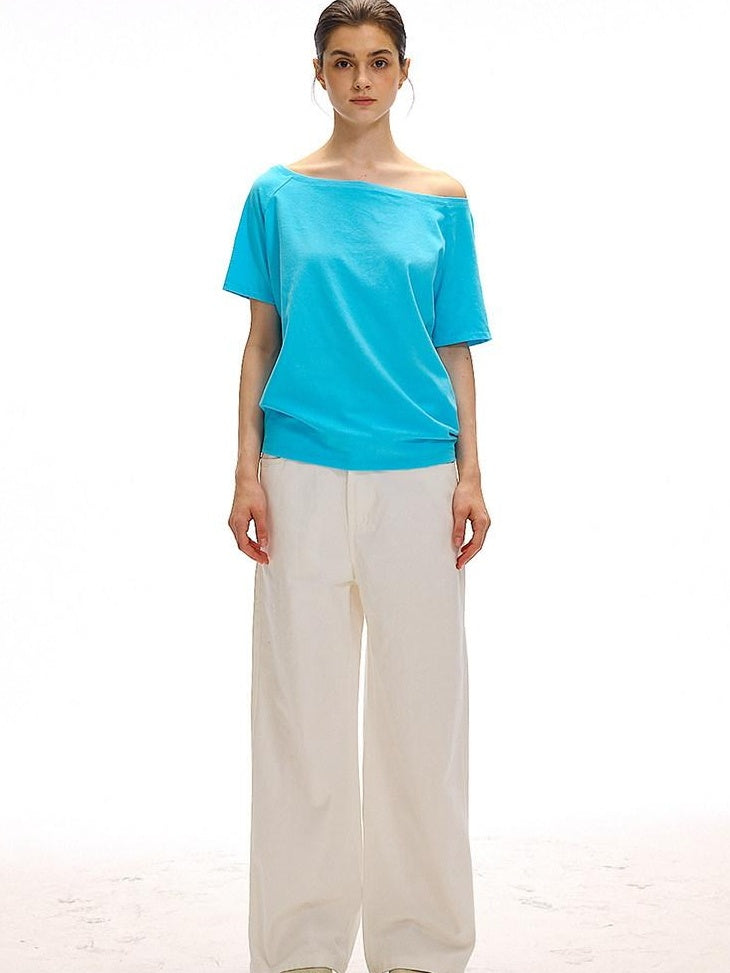 Country Moment Versatile Cotton Loose Natural Waist Zip Fly Commuter White Straight Pants