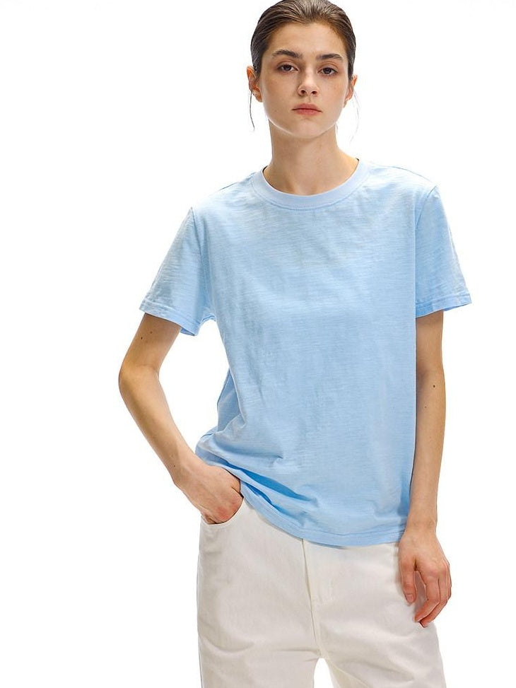 Country Moment Bamboo Cotton Minimal Loose Fit Unisex Solid Crew Neck Short Sleeve T-Shirts