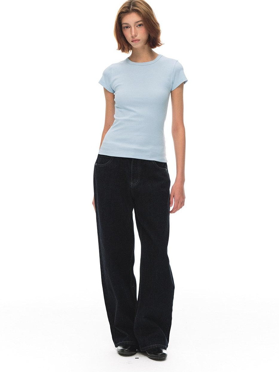 Country Moment Cooling Breathable Cotton Slim Crew Neck American Women Short Sleeve T-Shirts