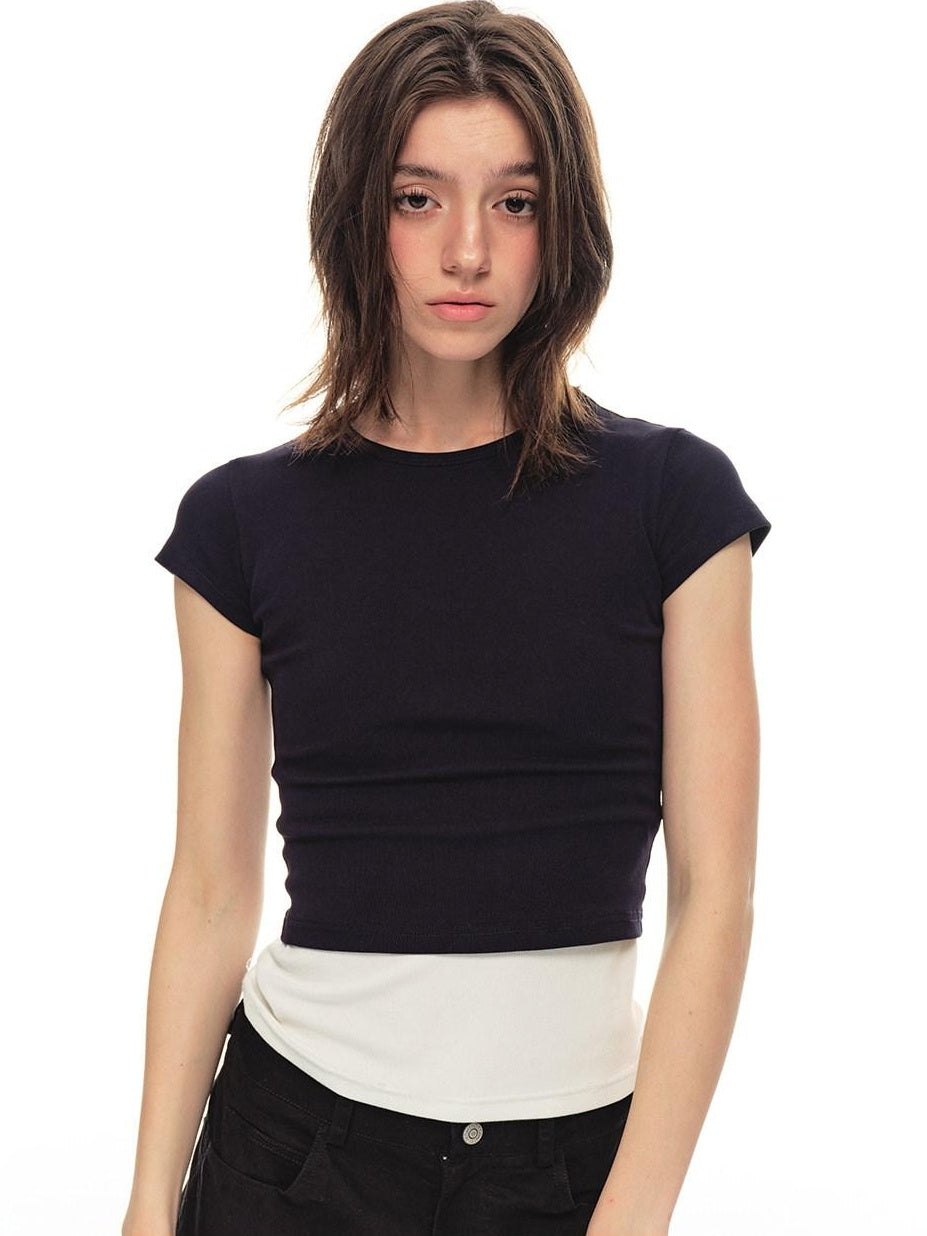 Country Moment Cooling Breathable Cotton Slim Fit Round Neck Short Sleeve Women Basic Crop Tops