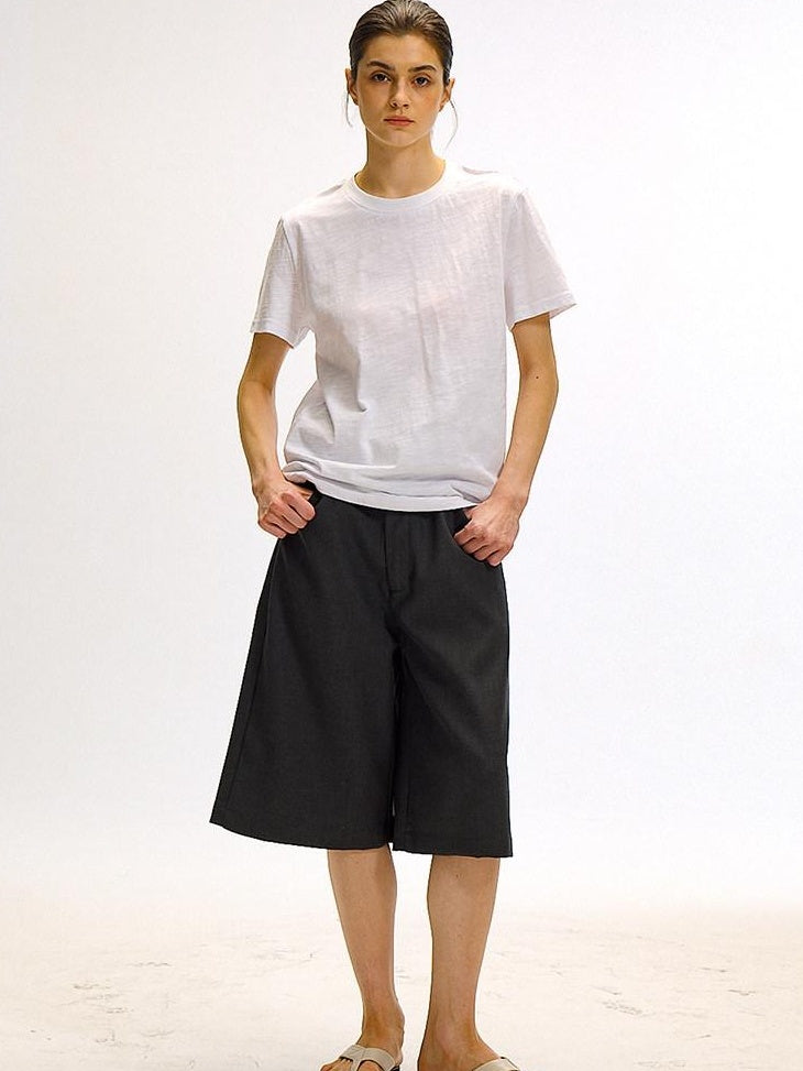 Country Moment Bamboo Cotton Minimal Loose Fit Unisex Solid Crew Neck Short Sleeve T-Shirts