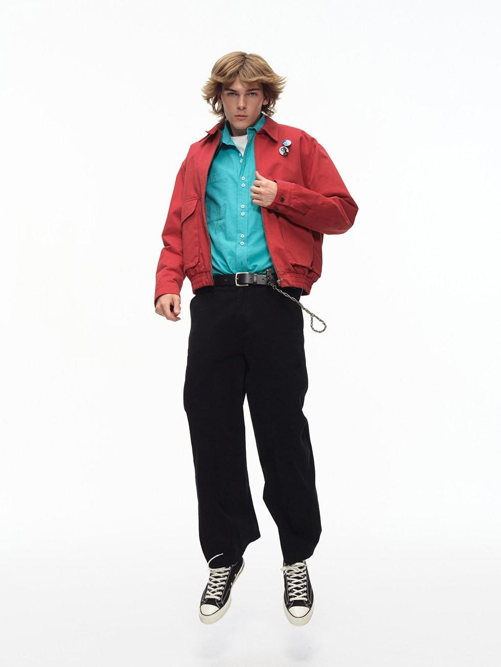 Country Moment Warm Pure Cotton Relaxed Fit Zip Front Rib Hem Unisex Chili Red Cropped Jackets